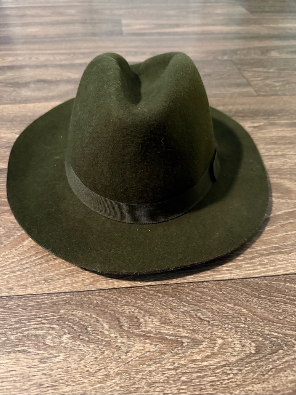Men's Olive Green 100% Wool Felt Fedora Hat